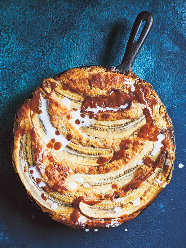 Coconut caramel and banana cobbler