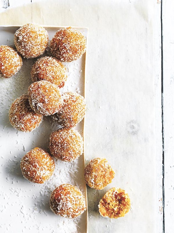 Coconut, chia and apricot bliss balls