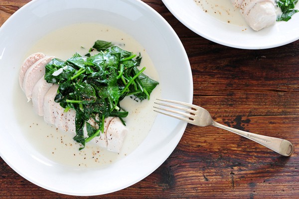 Coconut chicken with greens