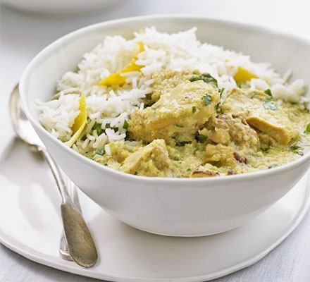Coconut chicken with lemon rice