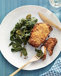 Coconut chicken with pickled-pepper collards