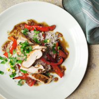 Coconut chicken with roast garlic and lime