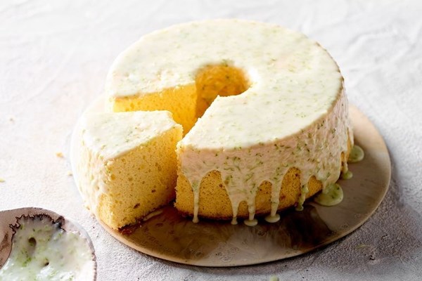 Coconut chiffon cake with lime icing