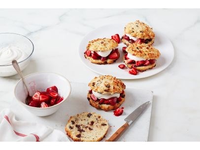 Coconut-chocolate strawberry shortcakes