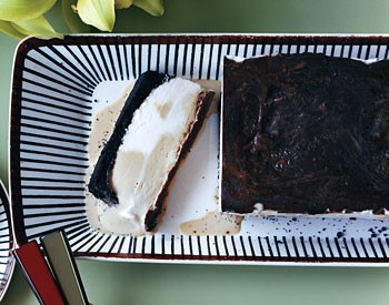 Coconut coffee marbled ice cream cake