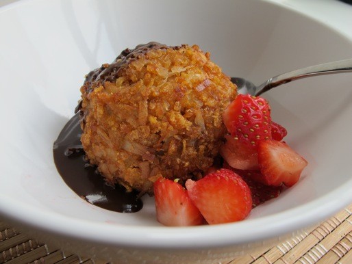 Coconut cornflake fried ice cream