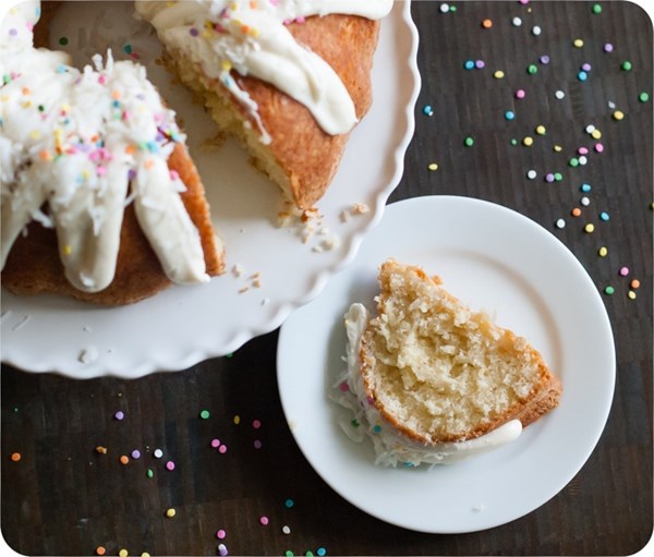 Coconut cream cake with cream cheese frosting
