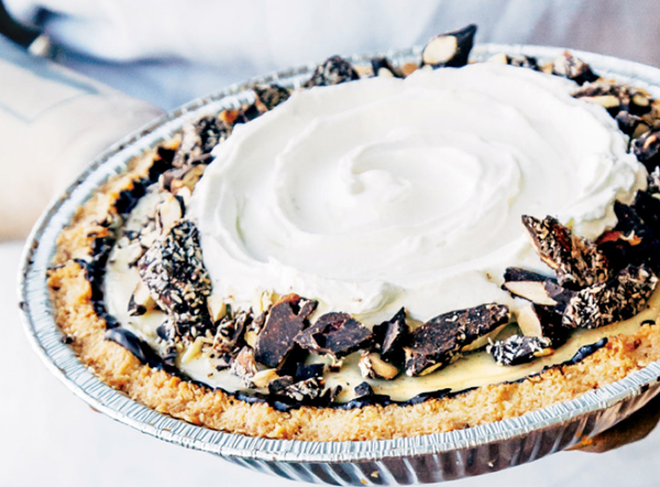 Coconut cream pie with macaroon press-in crust