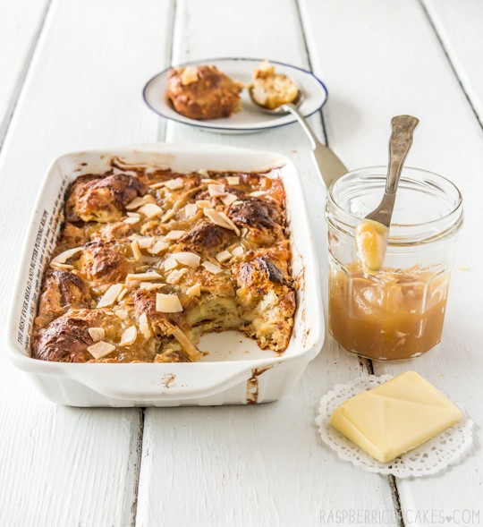 Coconut croissant pudding with coconut jam (kaya)