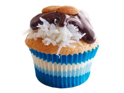 Coconut cupcakes with chocolate and almonds