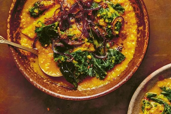 Coconut dal with kale