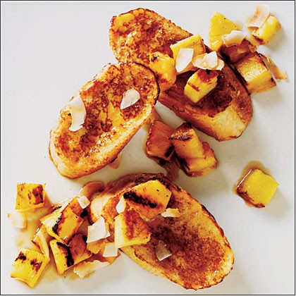 Coconut French toast with grilled pineapple