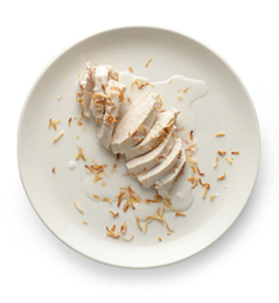 Coconut-ginger poached chicken