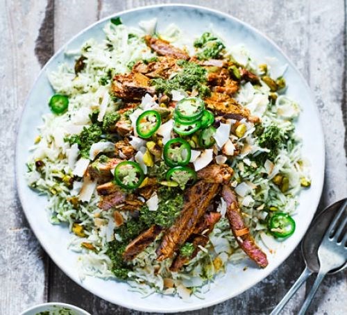 Coconut lamb & pistachio rice salad 