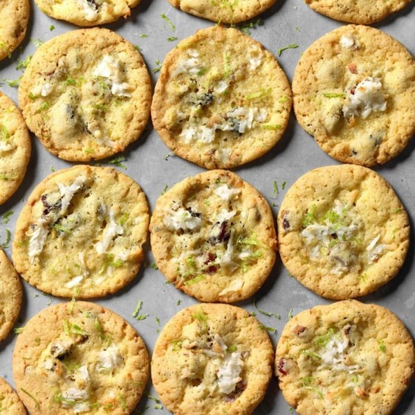 Coconut, lime & pistachio cookies
