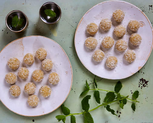 Coconut, lime and mint ladoo