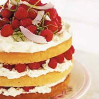 Coconut, lime and raspberry cake