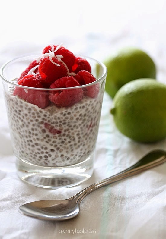 Coconut lime raspberry chia pudding