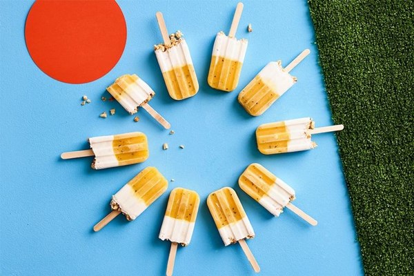 Coconut, mango & kaffir lime popsicles