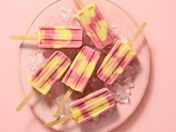 Coconut-mango-cherry ice pops