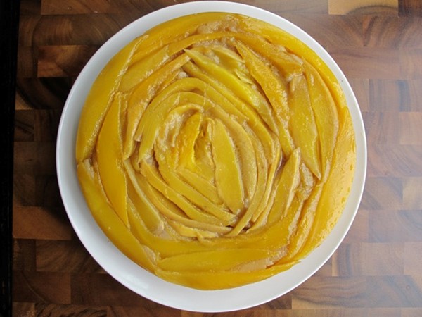 Coconut mango upside down cake