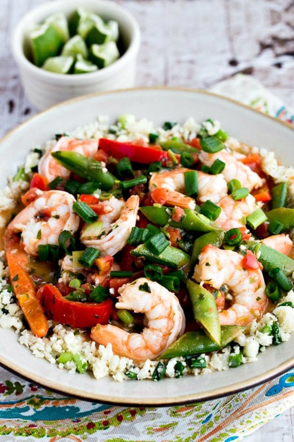 Coconut milk shrimp (over cauliflower rice)