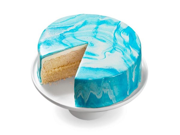 Coconut mirror glaze cake