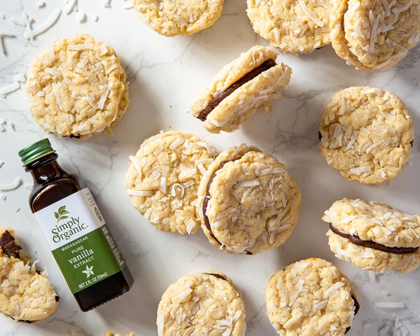 Coconut-mocha sandwich cookies
