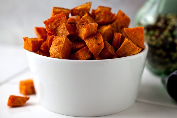 Coconut oil roasted sweet potatoes