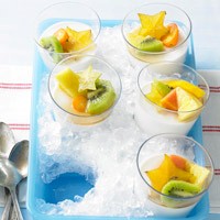 Coconut panna cotta with tropical fruit