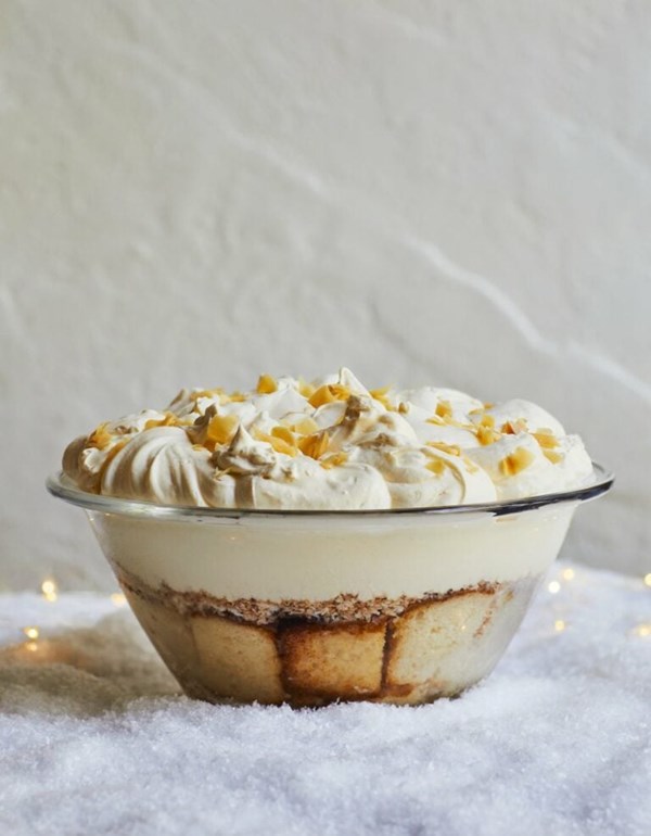Coconut pannacotta and raspberry trifle 