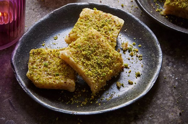 Coconut pistachio barfi