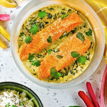 Coconut poached salmon in the microwave