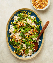 Coconut rice with peanut crunch