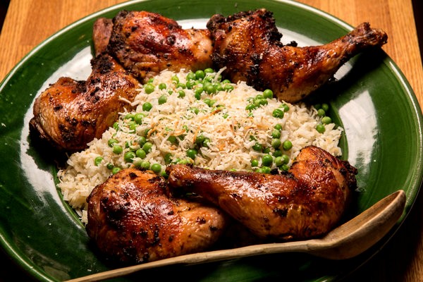 Coconut rice with peas