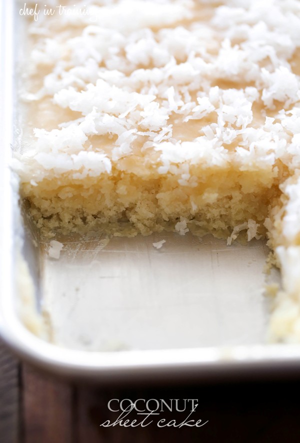 Coconut sheet cake (with coconut frosting)