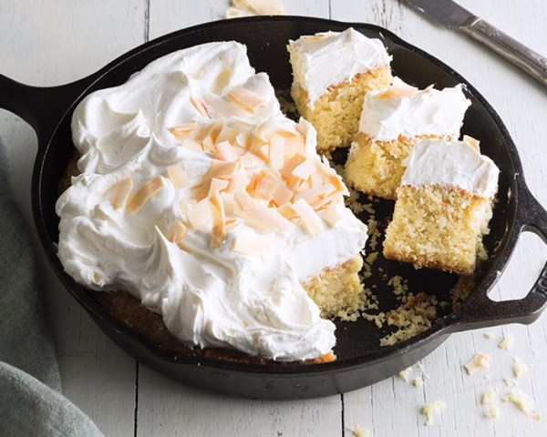 Coconut skillet cake [sweetened whipped cream]