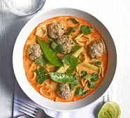 Coconut soup with turkey meatballs