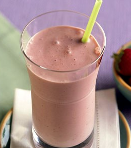 Coconut, strawberry, and banana smoothie
