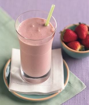 Coconut, strawberry, and banana smoothie