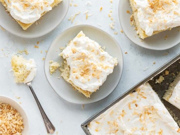Coconut tres leches cake [vanilla whipped cream]