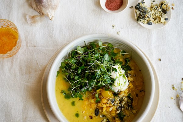 Coconut yellow split pea soup