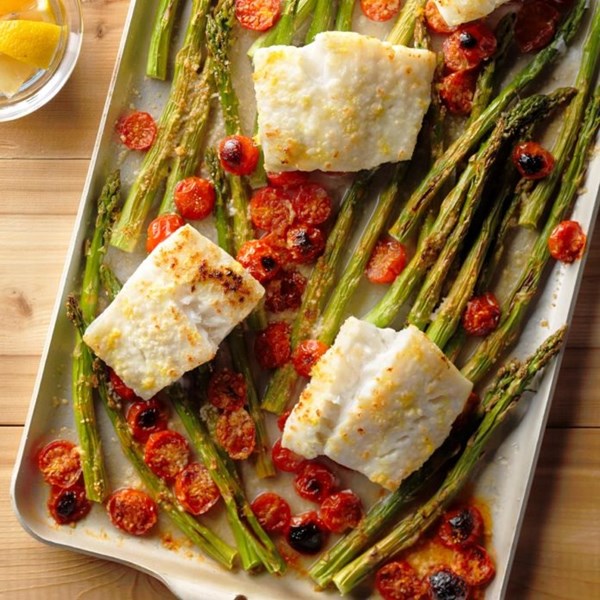 Cod & asparagus bake