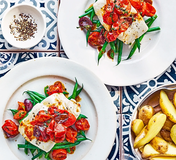 Cod & cherry tomato bake