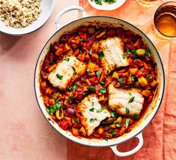 Cod & olive tagine with brown rice