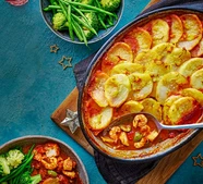 Cod & prawn pie with saffron potatoes