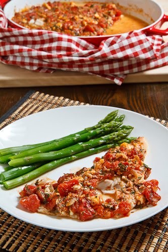 Cod baked in a tomato and feta sauce