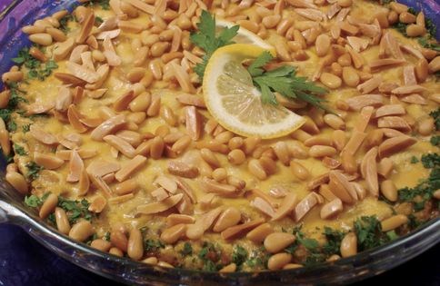 Cod baked in citrus tahini (Tajin)