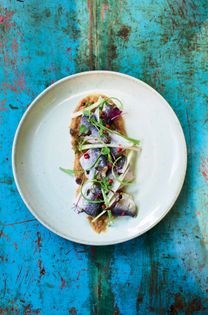 Cod liver with miso and herring