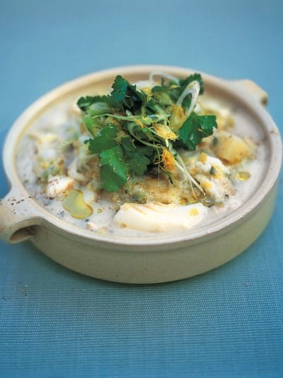 Cod, potato & spring onion stew